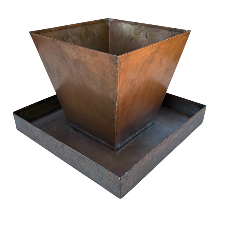 Smith & Hawken Vintage Copper Tapered Planter Box with Water Tray